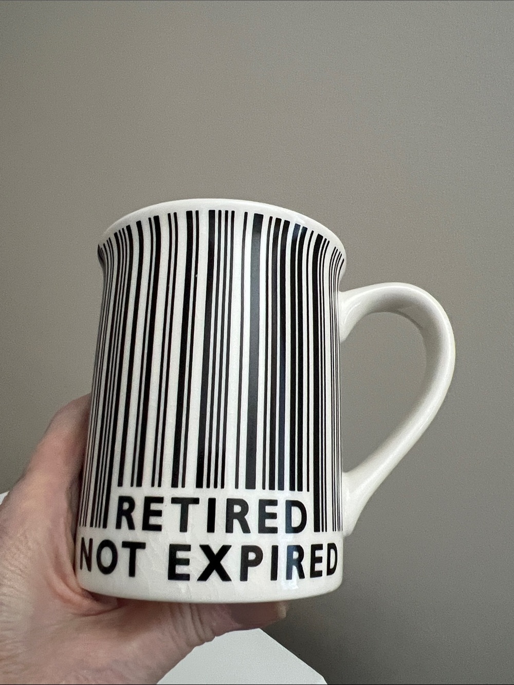 Unique - Retired Not Expired Black & White Ceramic Mug